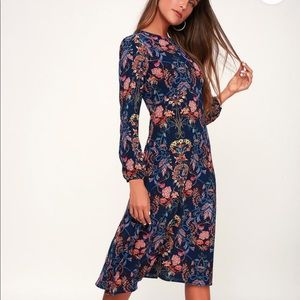 Lulus Garden Splendor Navy Blue Floral Dress